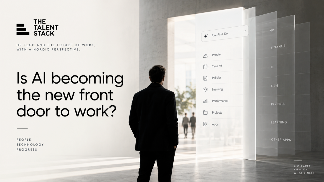 Illustration of AI as the front door to workplace technology.